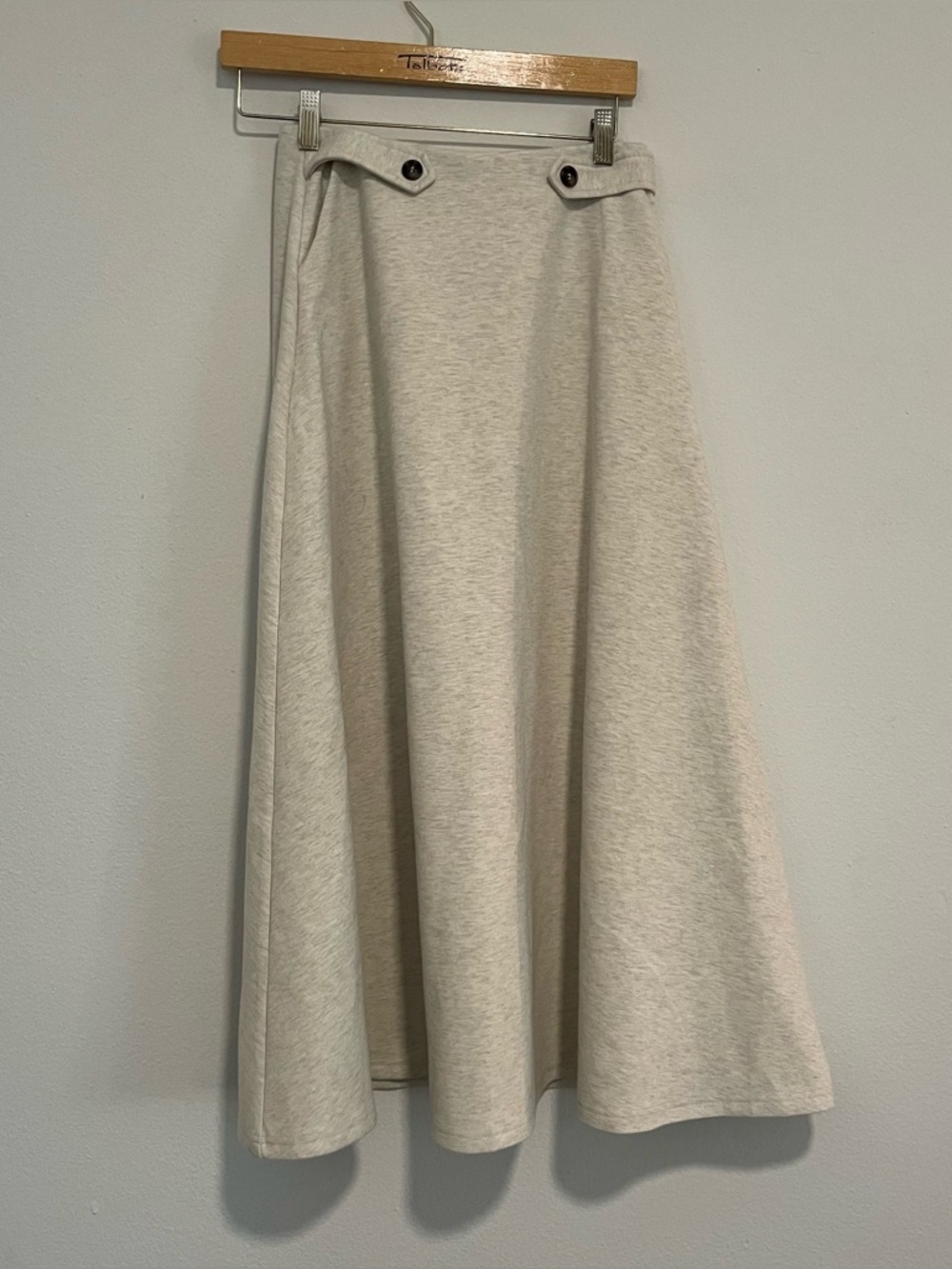 NWT OGL Tan Cream Midi Side Buttons Skirt, Size XS